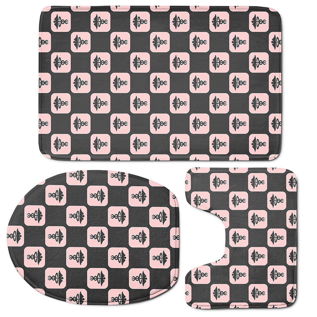 Caduceus Pattern Print 3 Piece Bath Mat Set