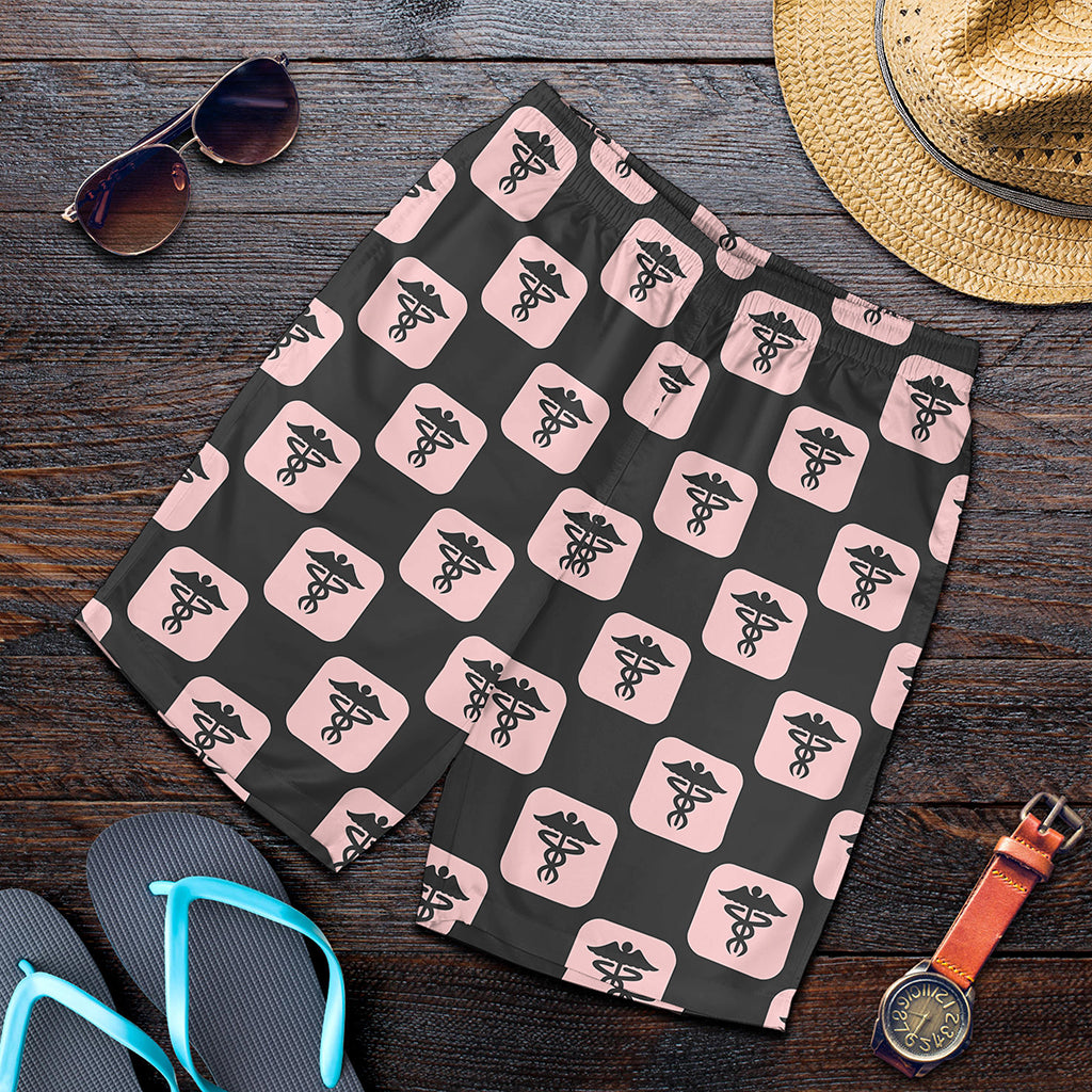 Caduceus Pattern Print Men's Shorts