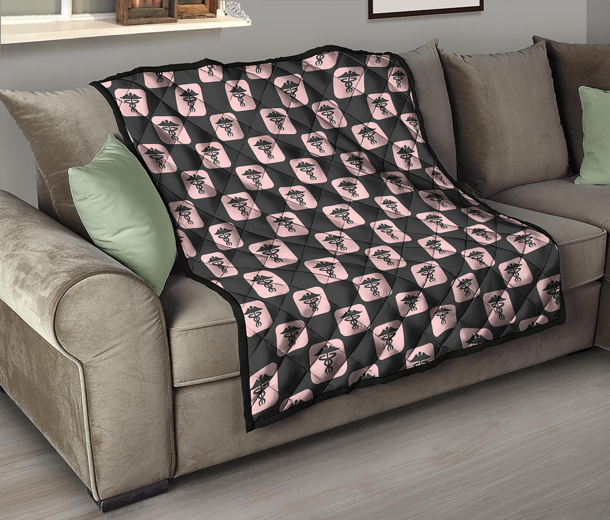 Caduceus Pattern Print Quilt
