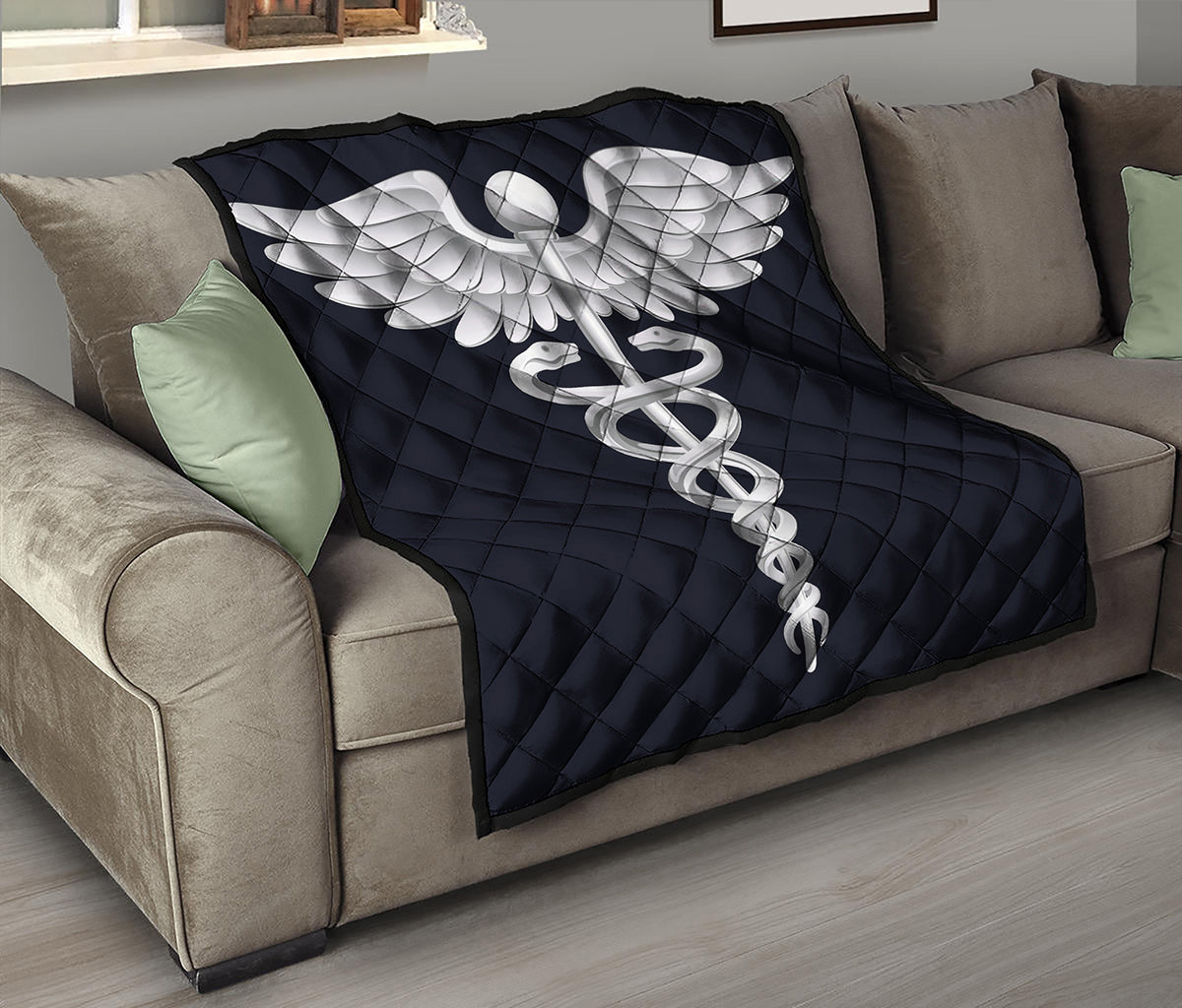 Caduceus Symbol Of Medicine Print Quilt
