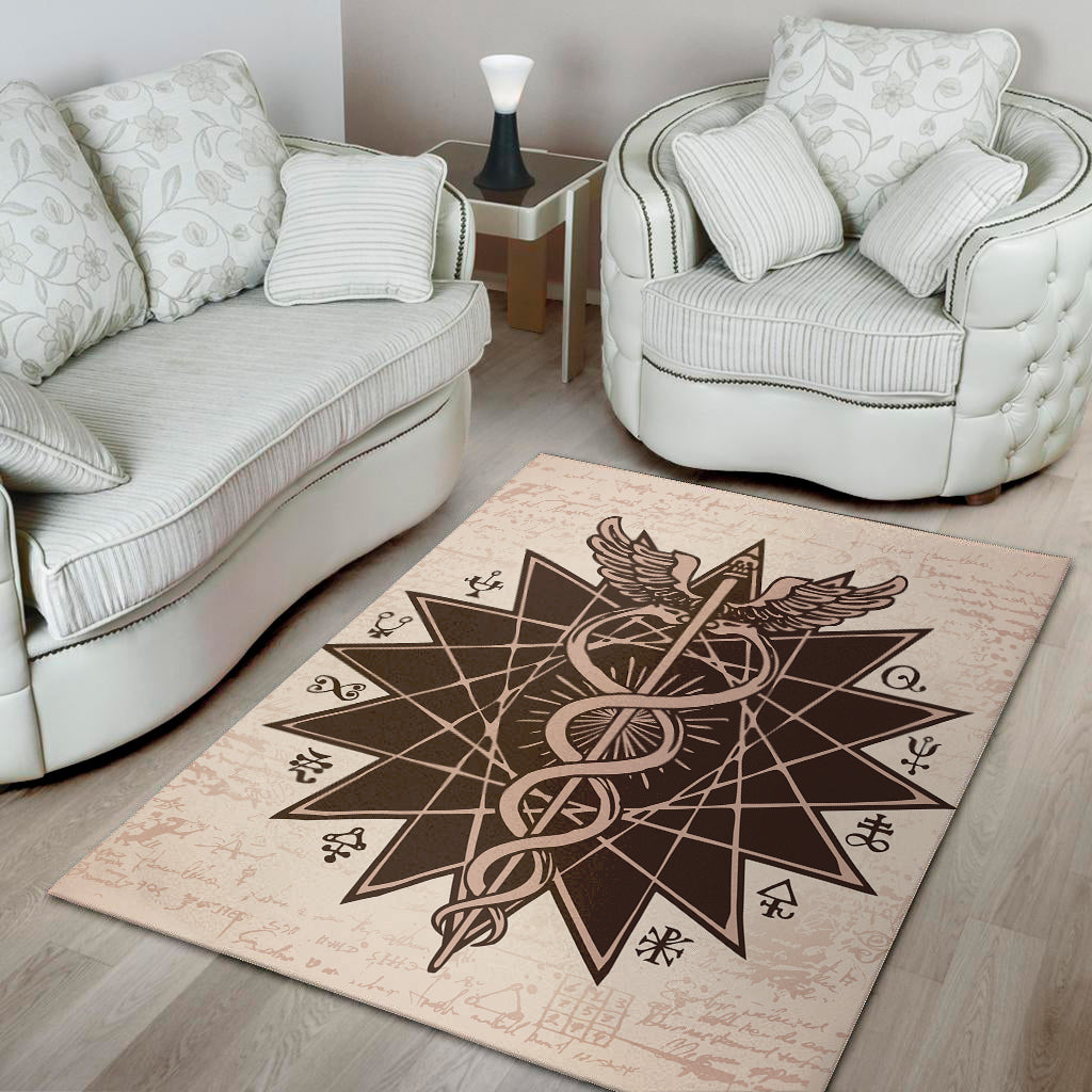 Caduceus Symbol Print Area Rug