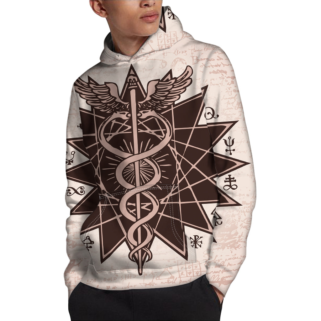 Caduceus Symbol Print Pullover Hoodie