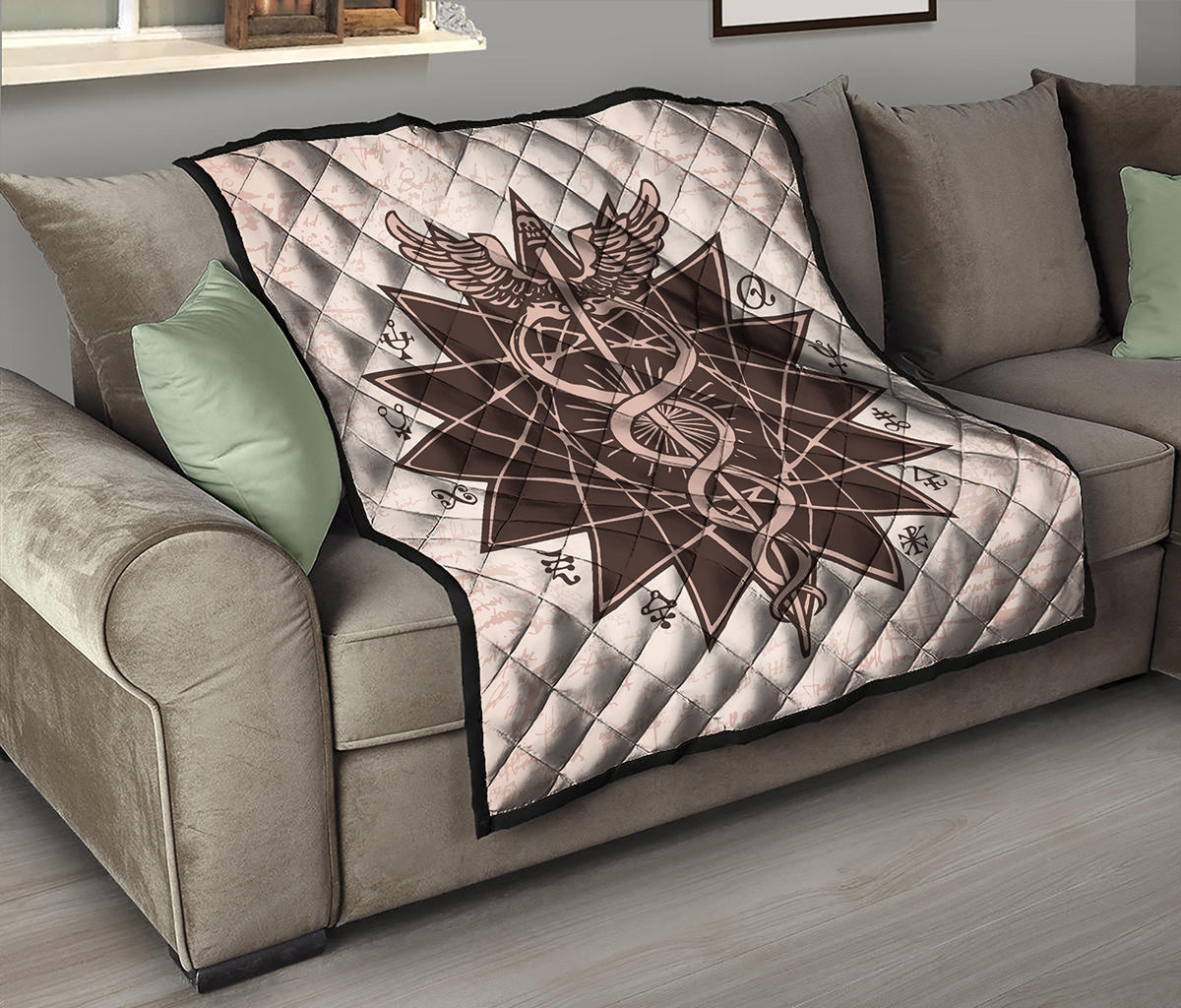 Caduceus Symbol Print Quilt