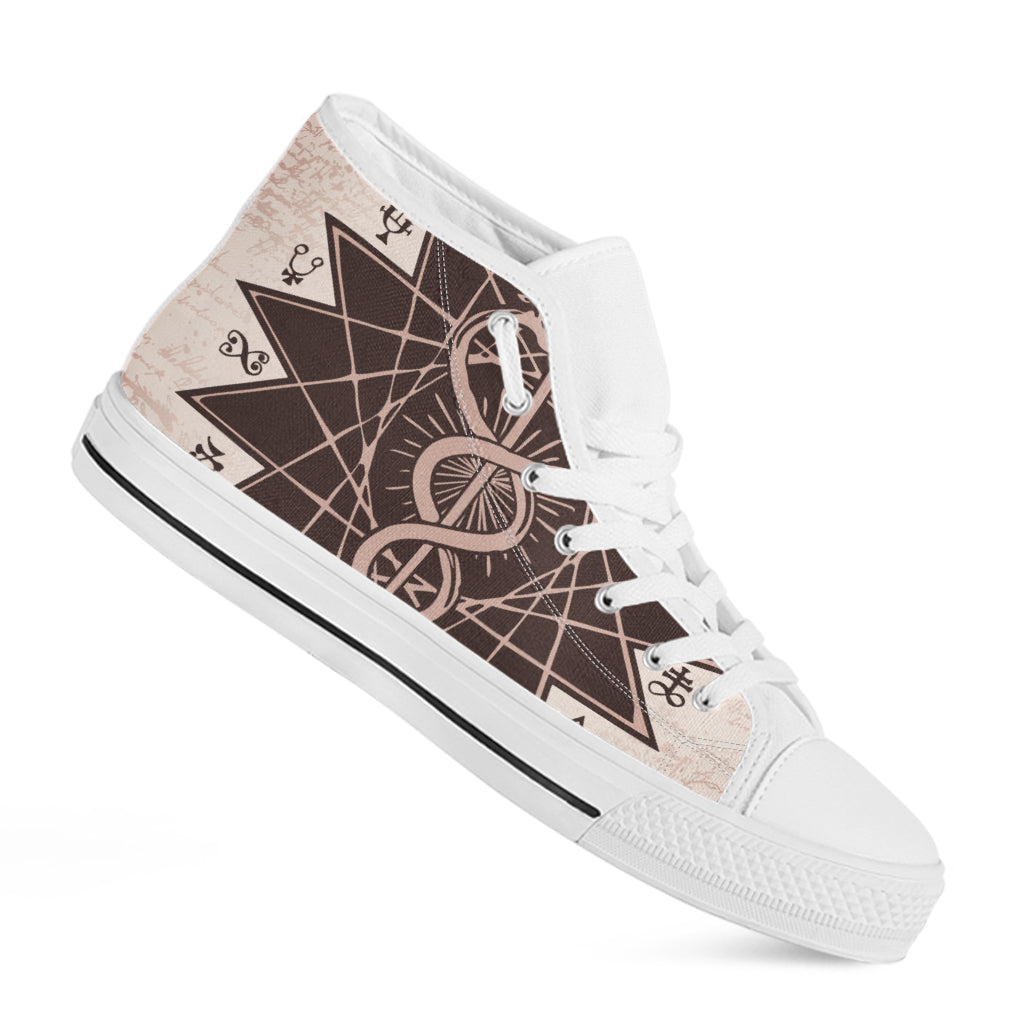 Caduceus Symbol Print White High Top Shoes