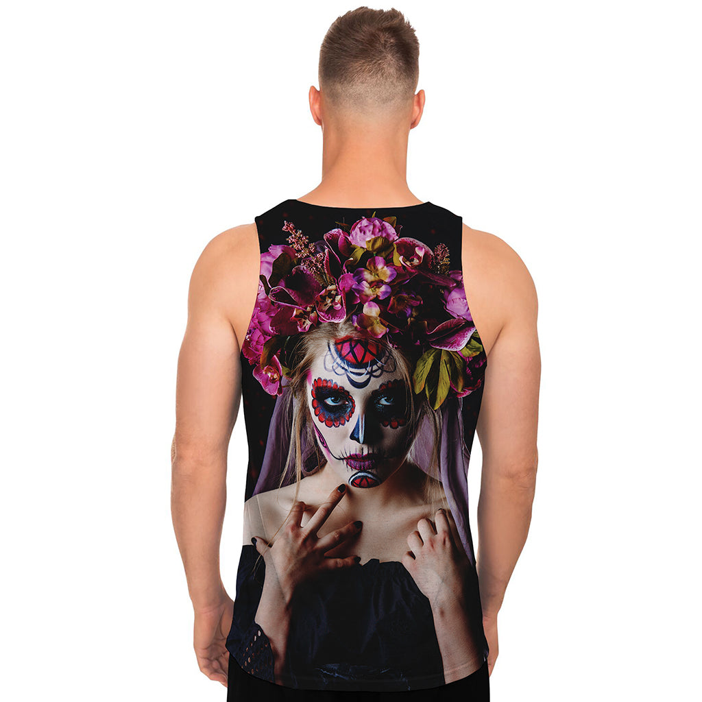 Calavera Girl Day of The Dead Print Men's Tank Top