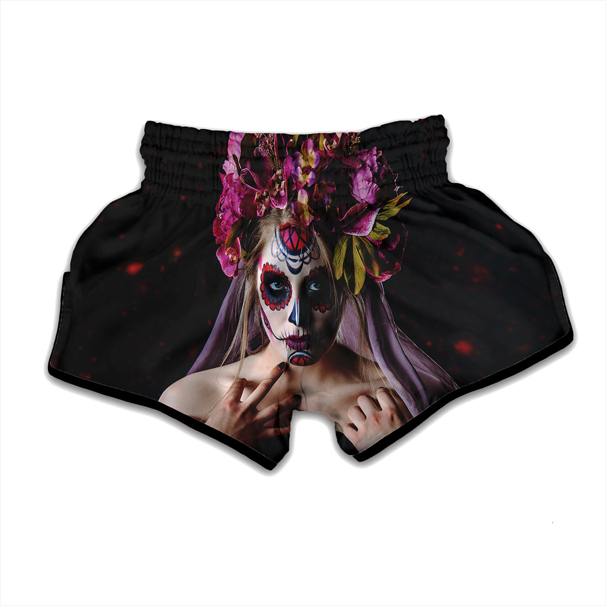 Calavera Girl Day of The Dead Print Muay Thai Boxing Shorts