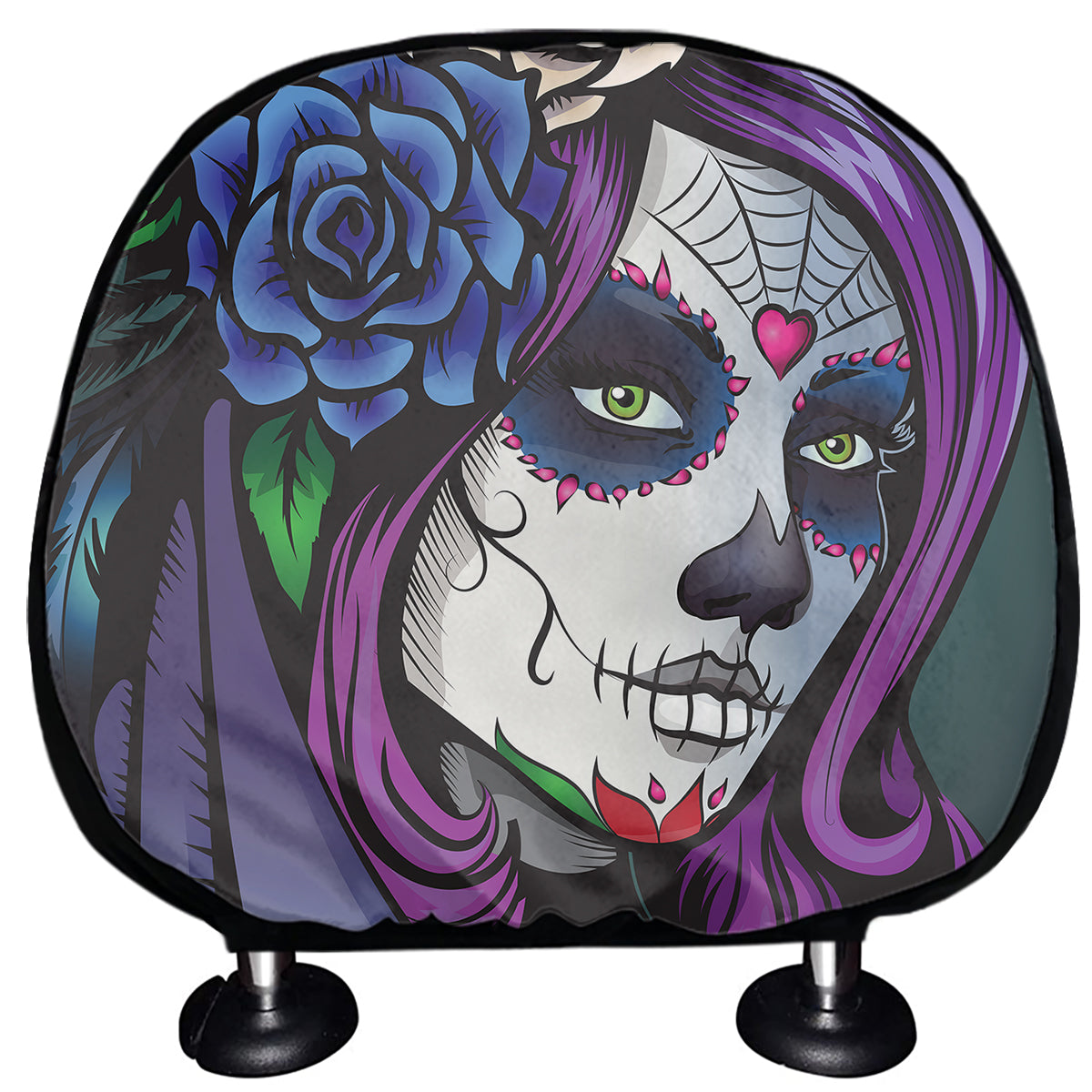 Calavera Girl Dia De Los Muertos Print Car Headrest Covers