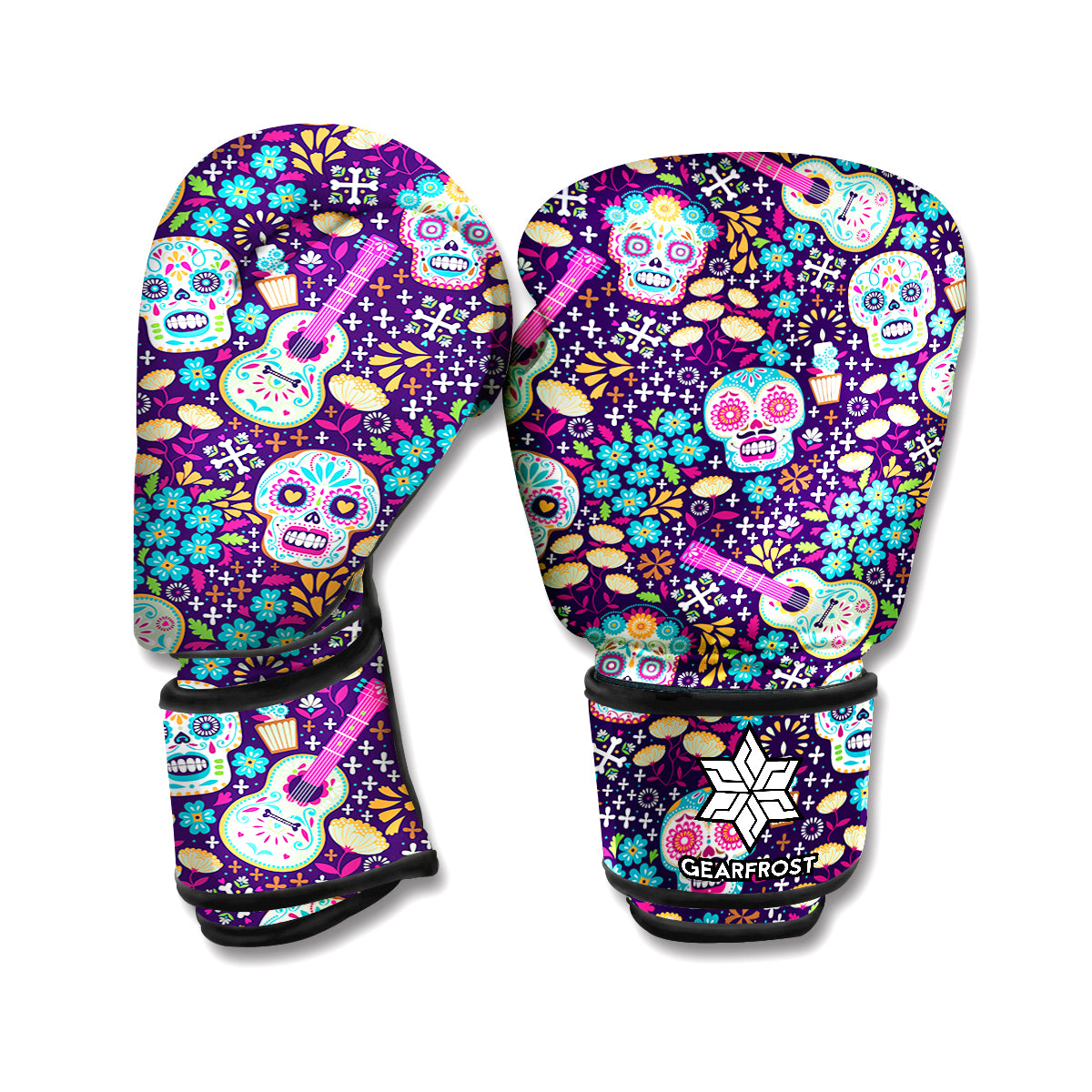 Calaveras Day Of The Dead Pattern Print Boxing Gloves