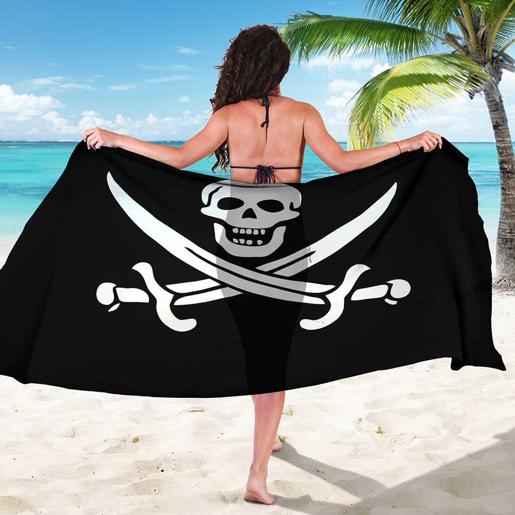Calico Jack Pirate Flag Print Beach Sarong Wrap