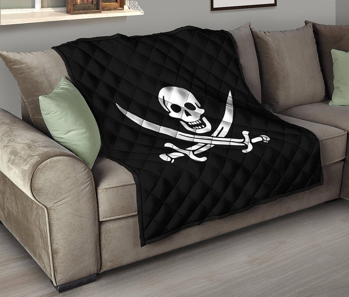 Calico Jack Pirate Flag Print Quilt
