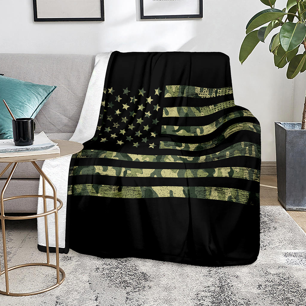 Camouflage American Flag Print Blanket
