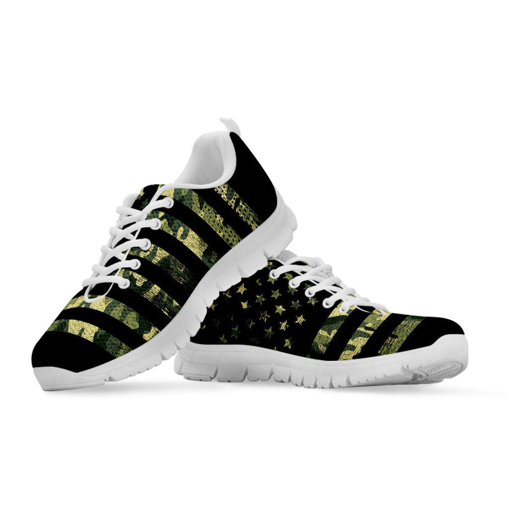 Camouflage American Flag Print White Sneakers