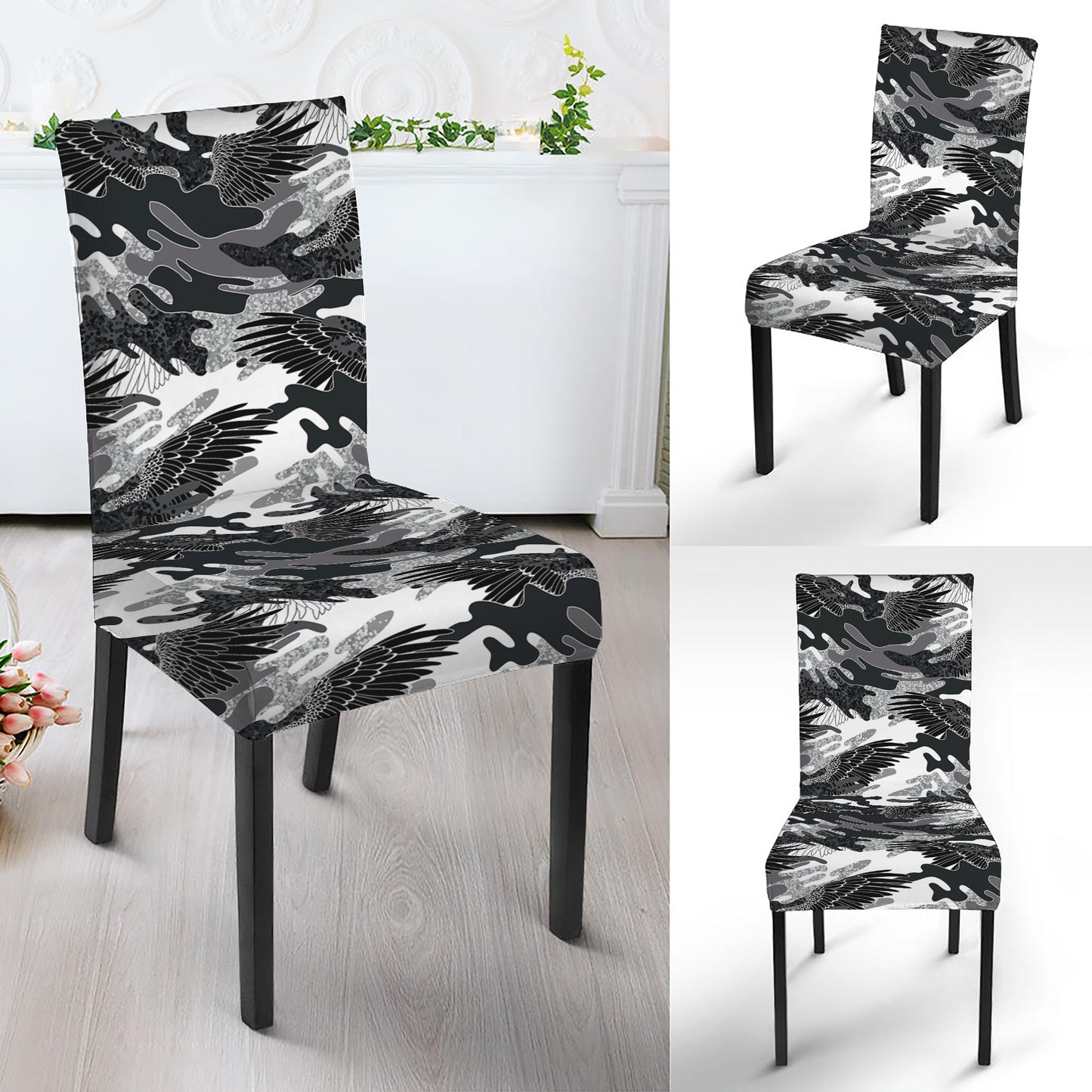 Camouflage Dazzle Wings Pattern Print Dining Chair Slipcover