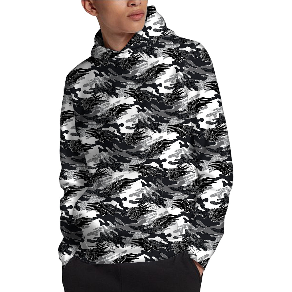 Camouflage Dazzle Wings Pattern Print Pullover Hoodie