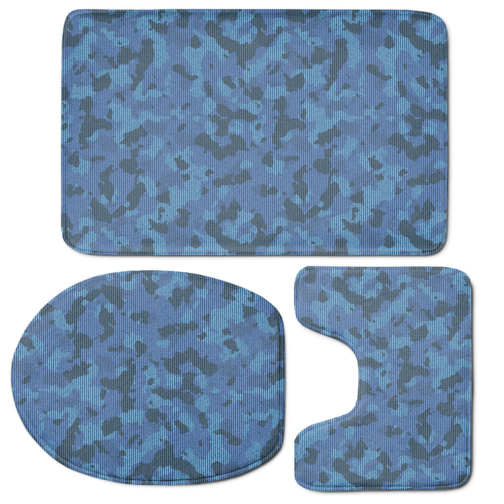 Camouflage Denim Jeans Pattern Print 3 Piece Bath Mat Set