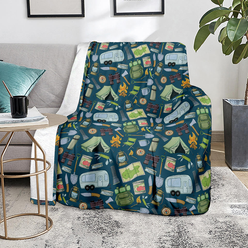 Camping Equipment Pattern Print Blanket