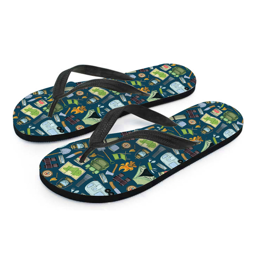Camping Equipment Pattern Print Flip Flops