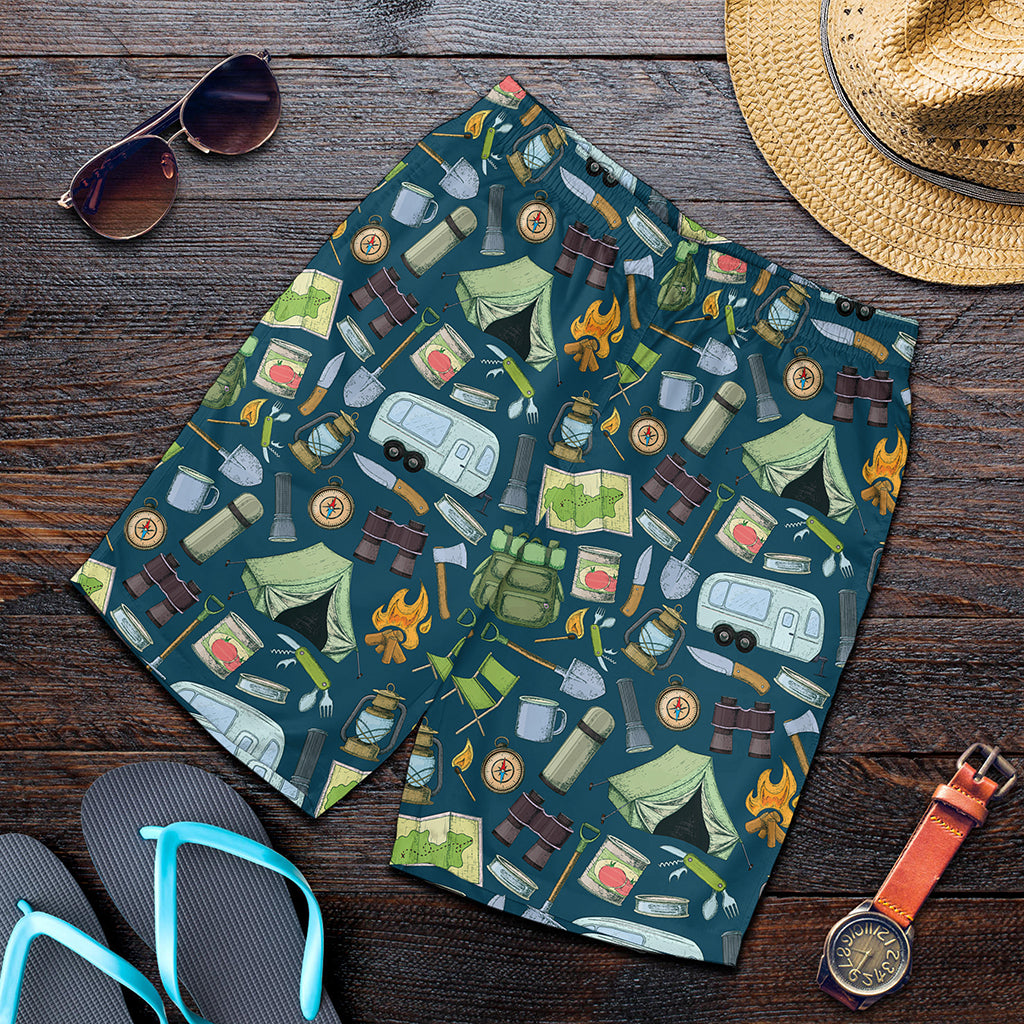 Camping Equipment Pattern Print Men's Shorts