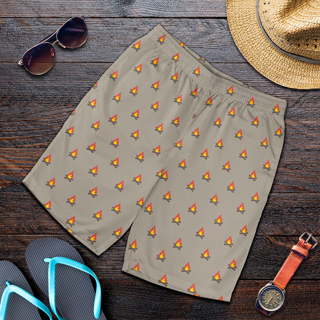 Camping Fire Pattern Print Men's Shorts
