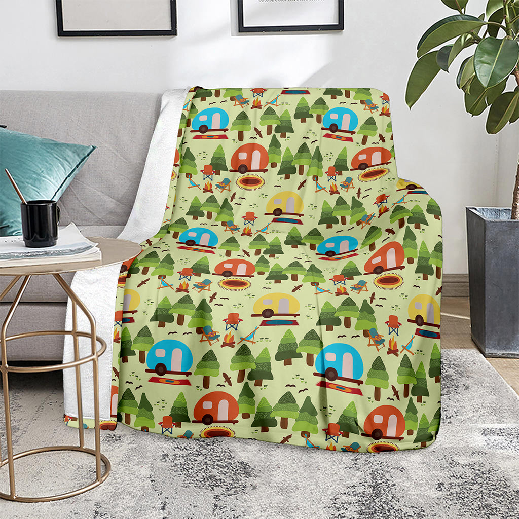 Camping Picnic Pattern Print Blanket