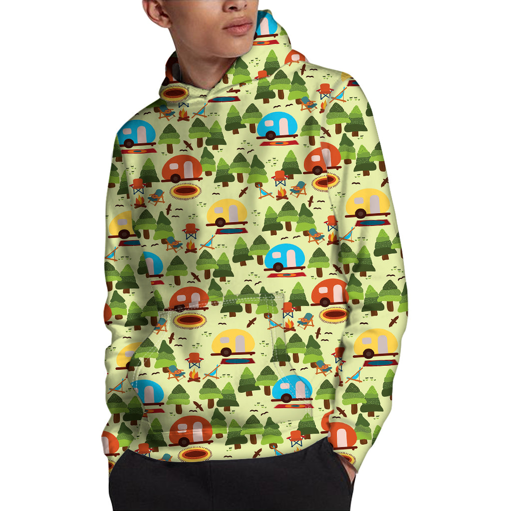 Camping Picnic Pattern Print Pullover Hoodie