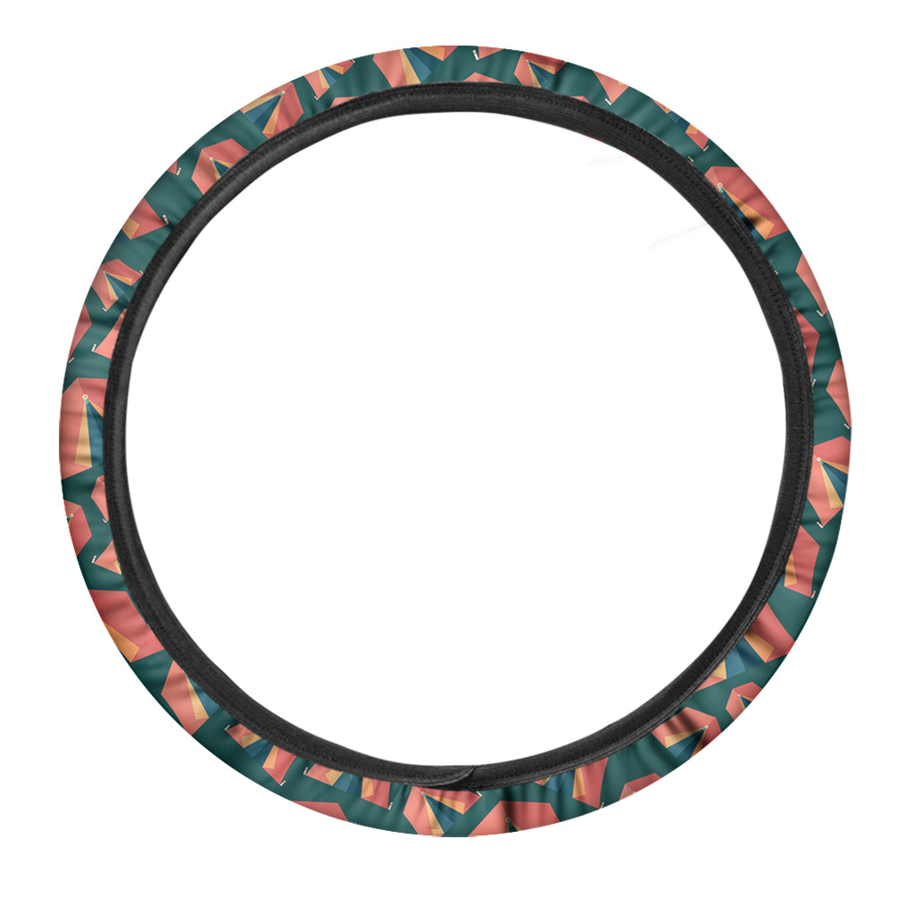 Camping Tent Pattern Print Car Steering Wheel Cover