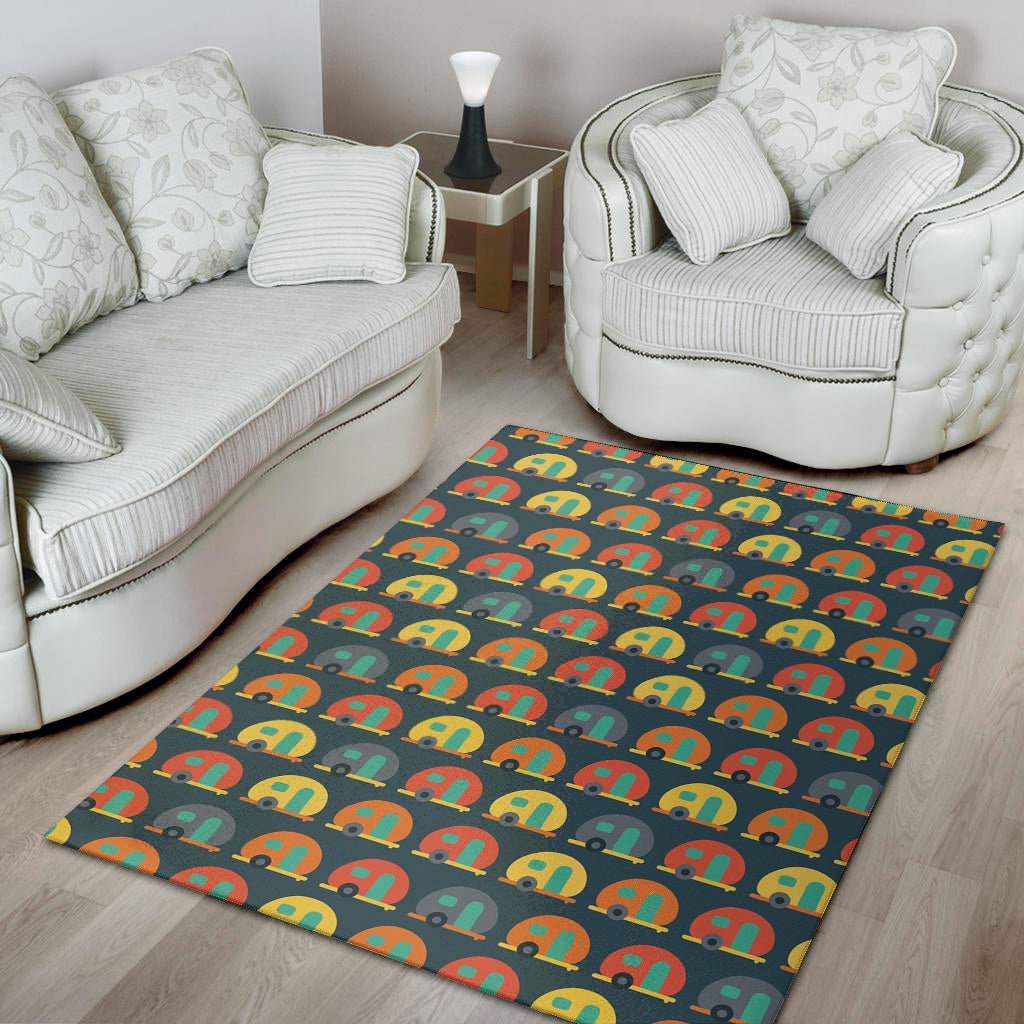 Camping Van Pattern Print Area Rug
