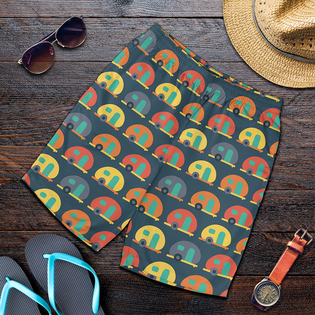 Camping Van Pattern Print Men's Shorts