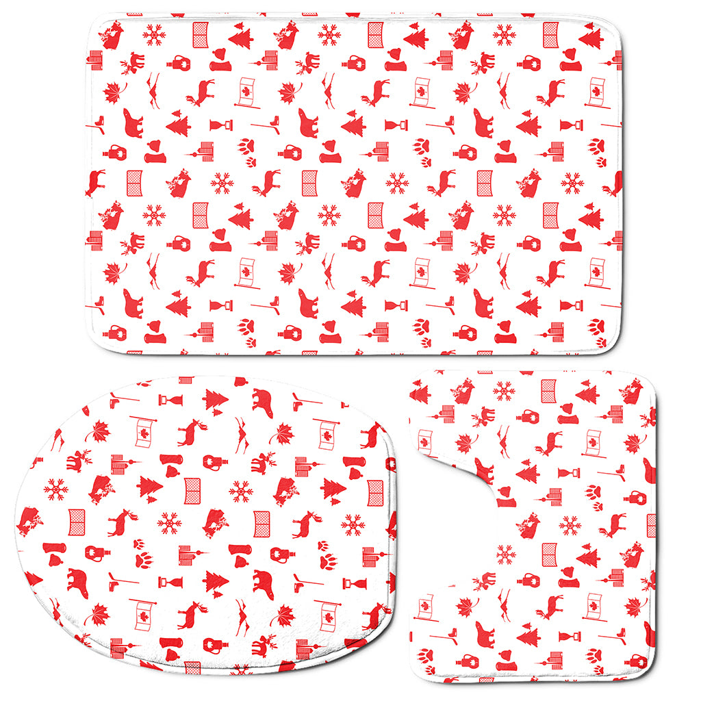 Canada Country Pattern Print 3 Piece Bath Mat Set