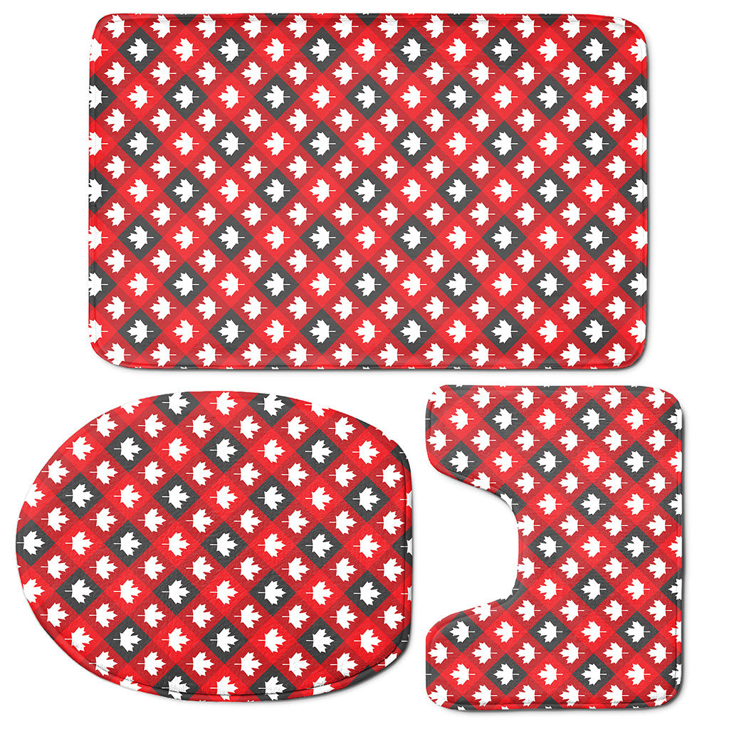 Canada Maple Leaf Pattern Print 3 Piece Bath Mat Set