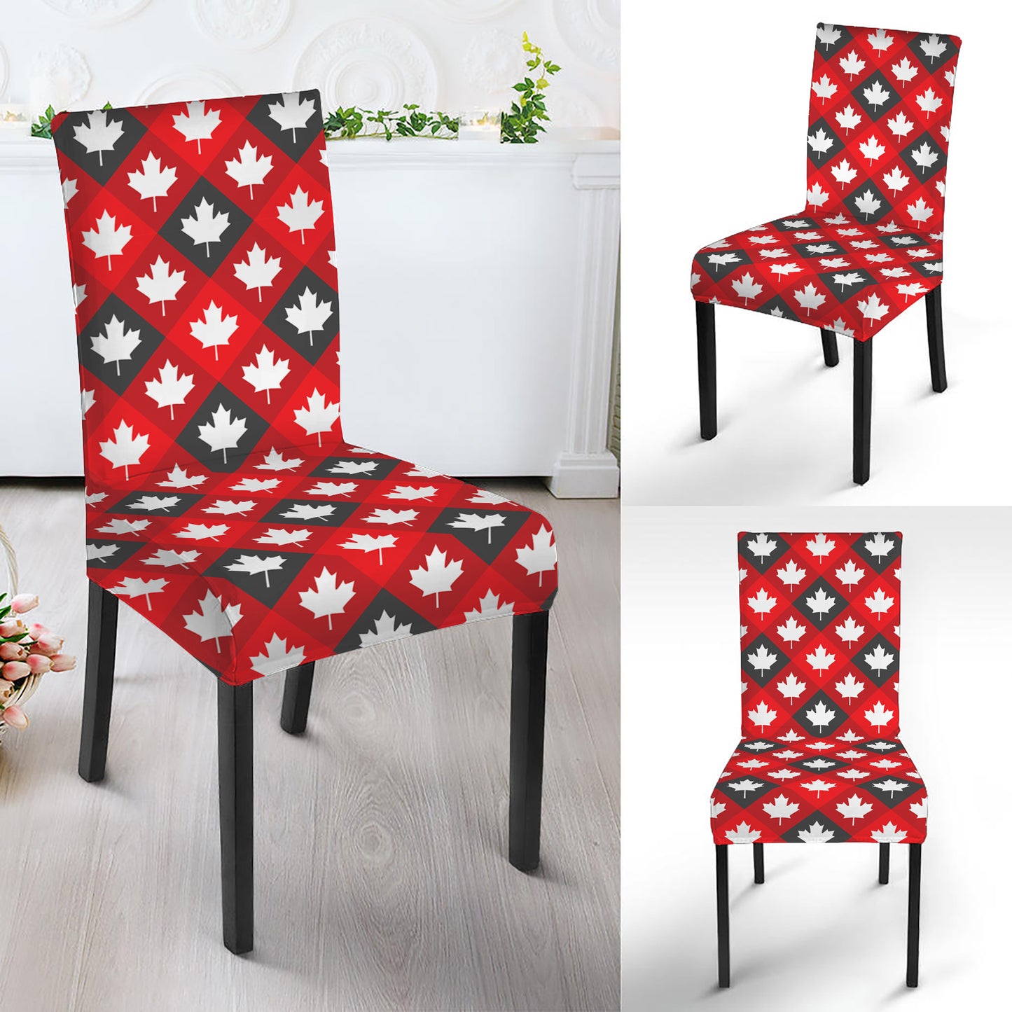 Canada Maple Leaf Pattern Print Dining Chair Slipcover
