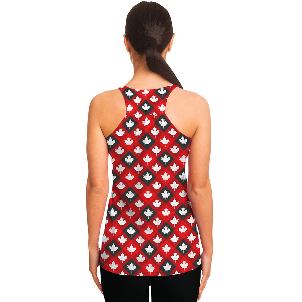 Canada Maple Leaf Pattern Print Women's Racerback Tank Top