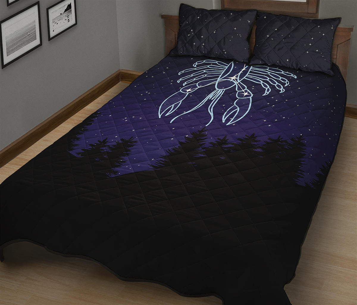 Cancer Constellation Print Quilt Bed Set
