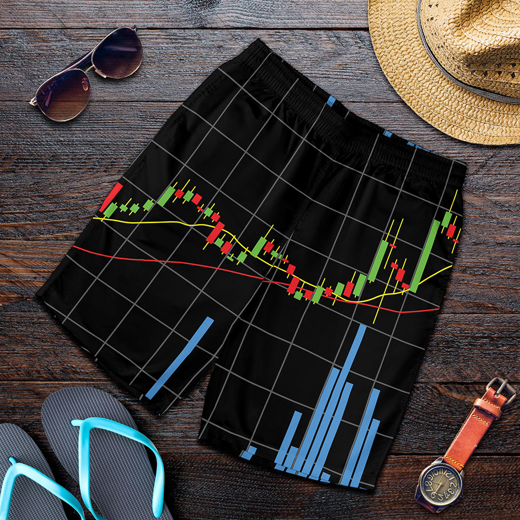 Candlestick Stock Graph Chart Print Men's Shorts