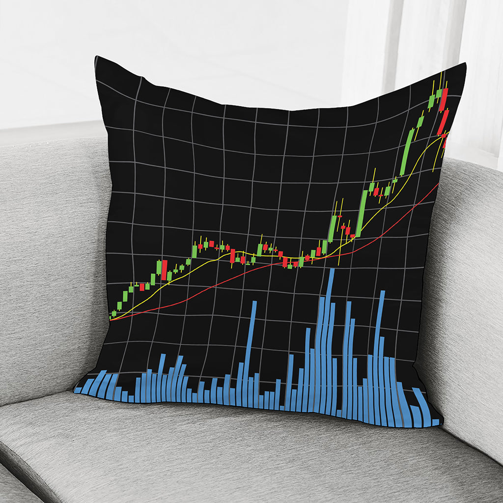 Candlestick Stock Graph Chart Print Pillow Cover