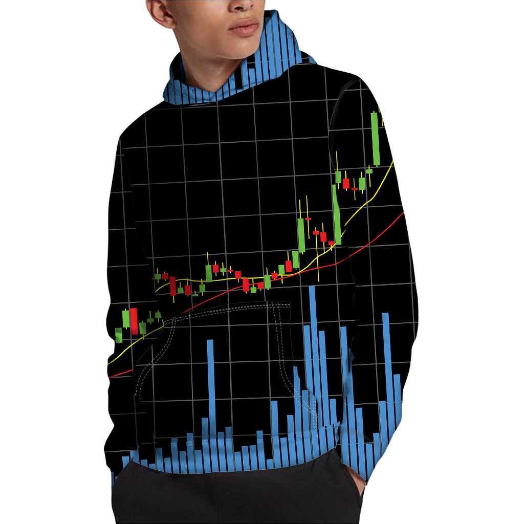 Candlestick Stock Graph Chart Print Pullover Hoodie