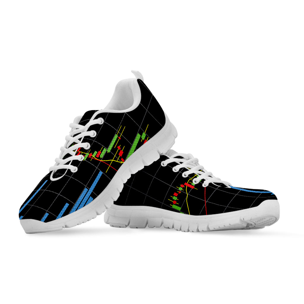 Candlestick Stock Graph Chart Print White Sneakers