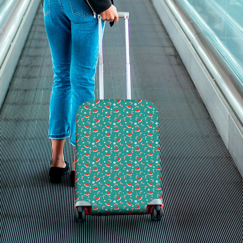 Candy And Santa Claus Hat Pattern Print Luggage Cover