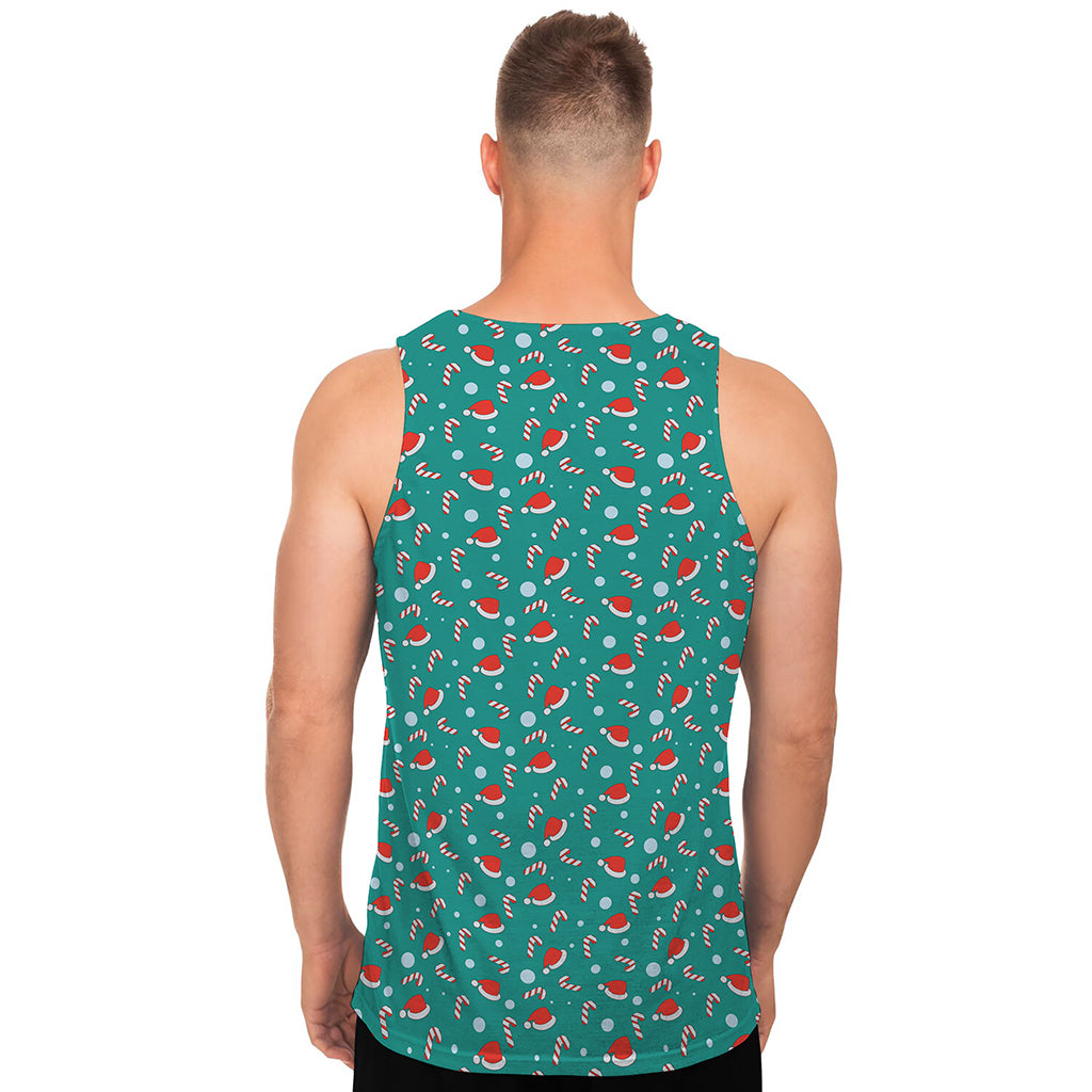 Candy And Santa Claus Hat Pattern Print Men's Tank Top