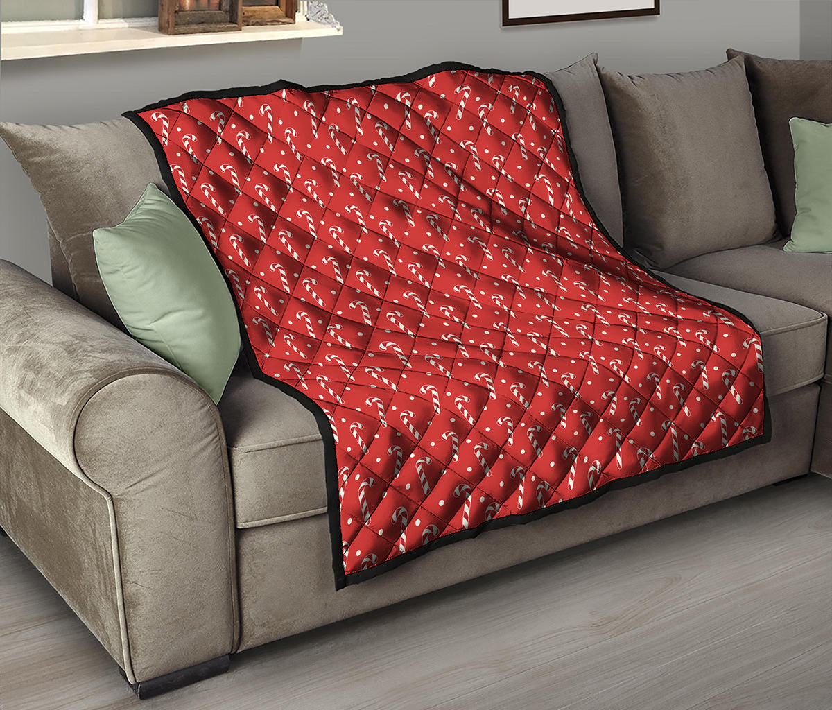 Candy Cane Polka Dot Pattern Print Quilt