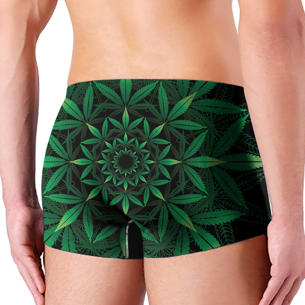 Cannabis Leaf Mandala Print Men's Boxer Briefs