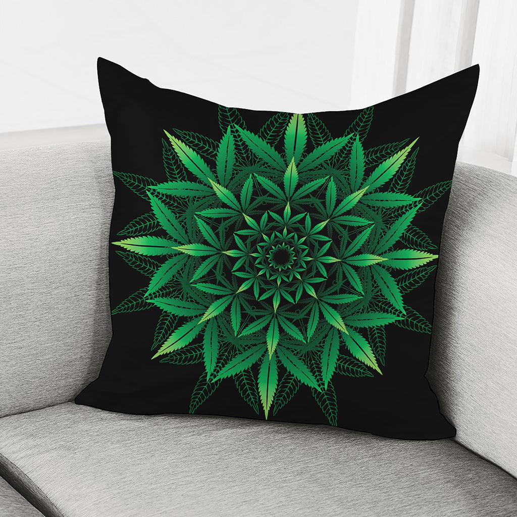 Cannabis Leaf Mandala Print Pillow Cover