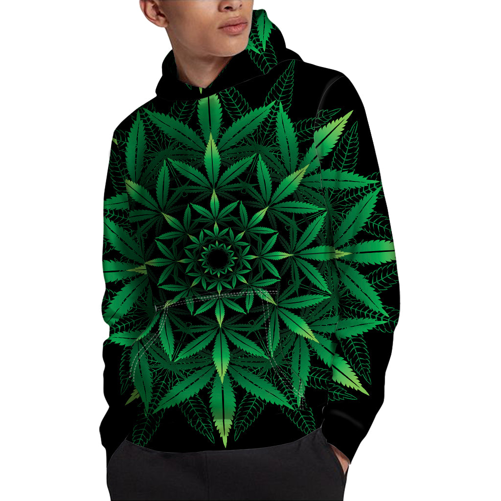 Cannabis Leaf Mandala Print Pullover Hoodie