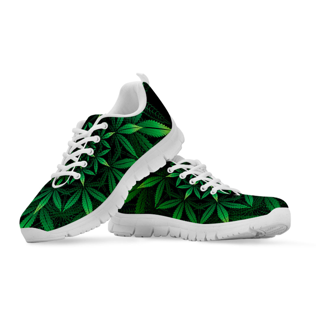 Cannabis Leaf Mandala Print White Sneakers