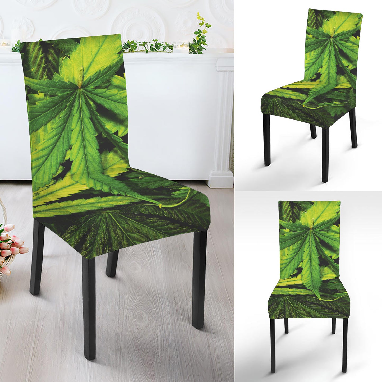 Cannabis Print Dining Chair Slipcover