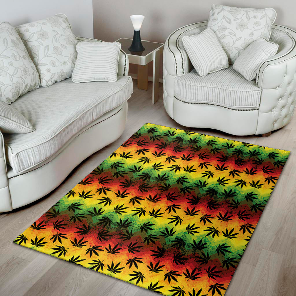 Cannabis Rasta Pattern Print Area Rug