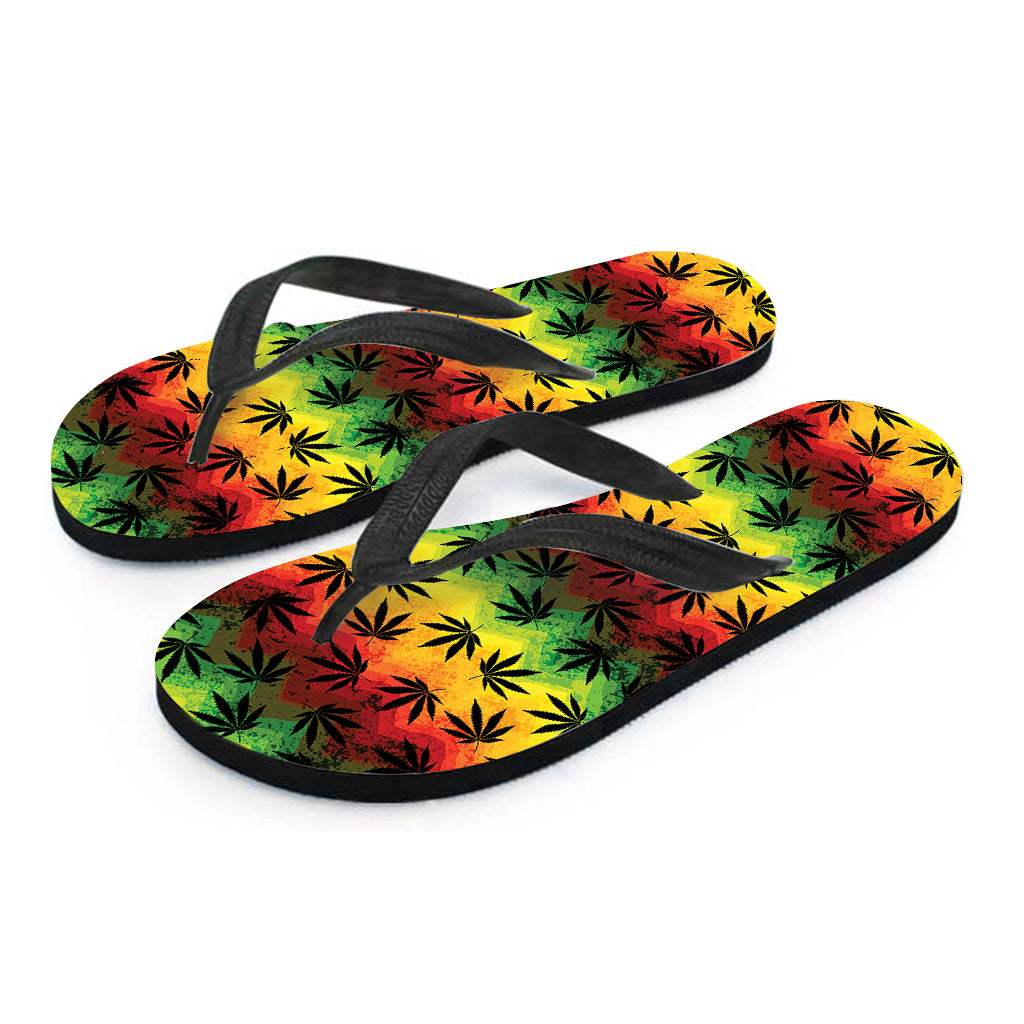 Cannabis Rasta Pattern Print Flip Flops
