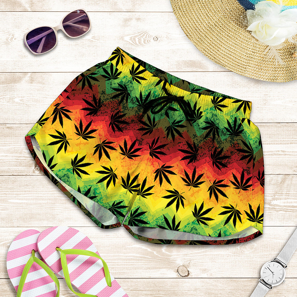 Cannabis Rasta Pattern Print Women's Shorts