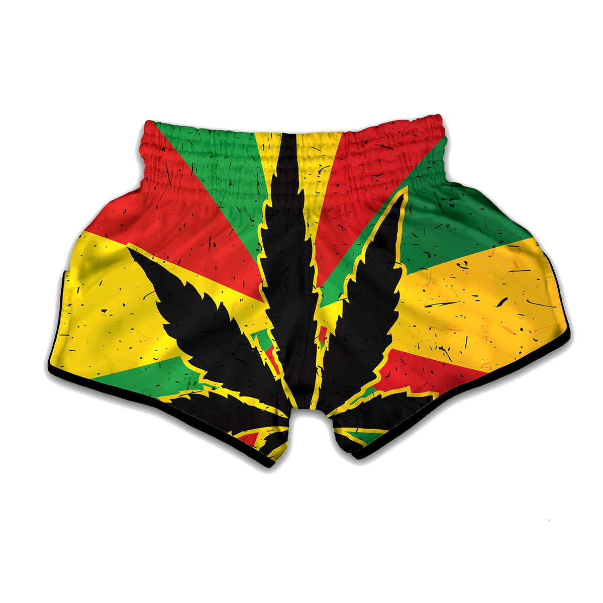 Cannabis Rasta Print Muay Thai Boxing Shorts