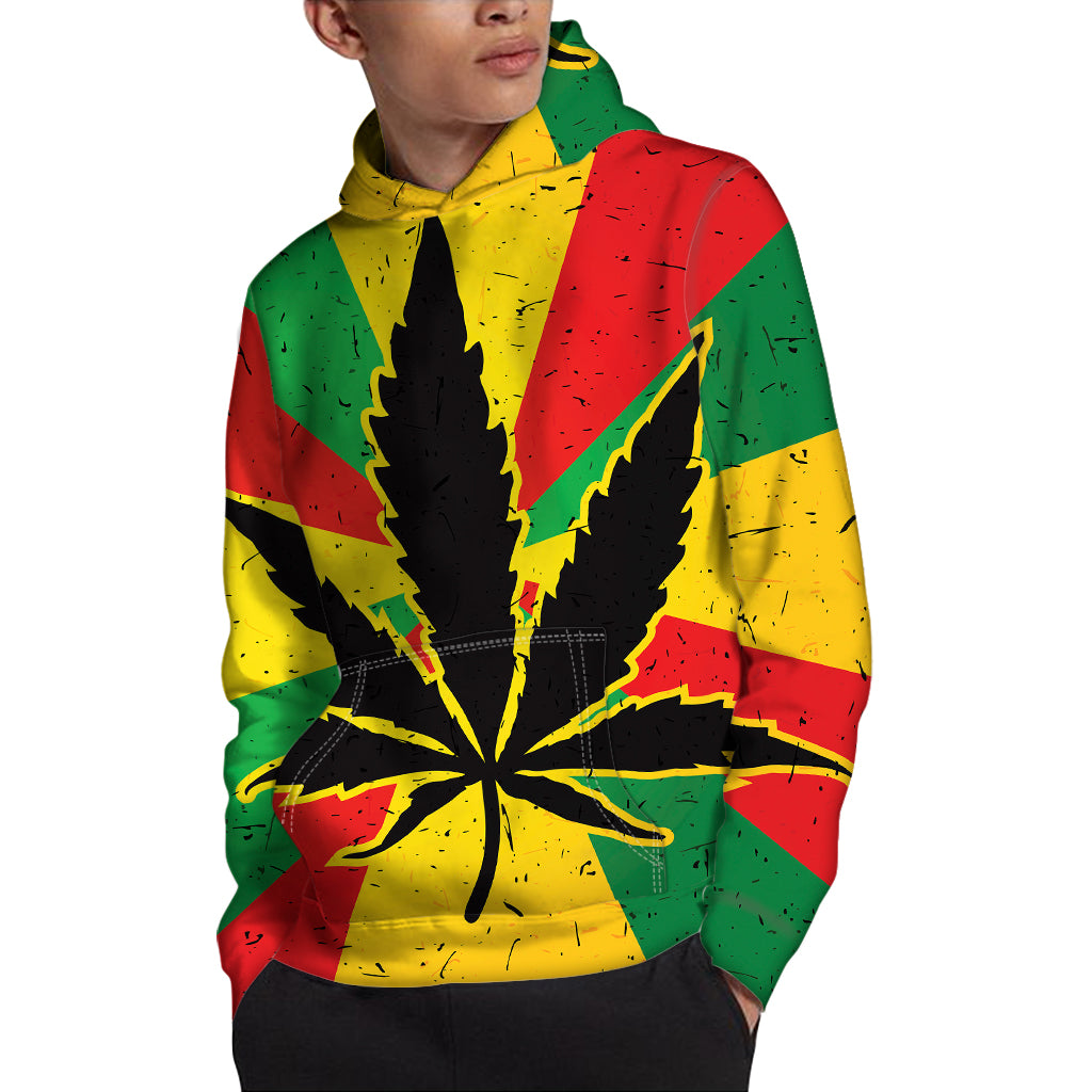 Cannabis Rasta Print Pullover Hoodie